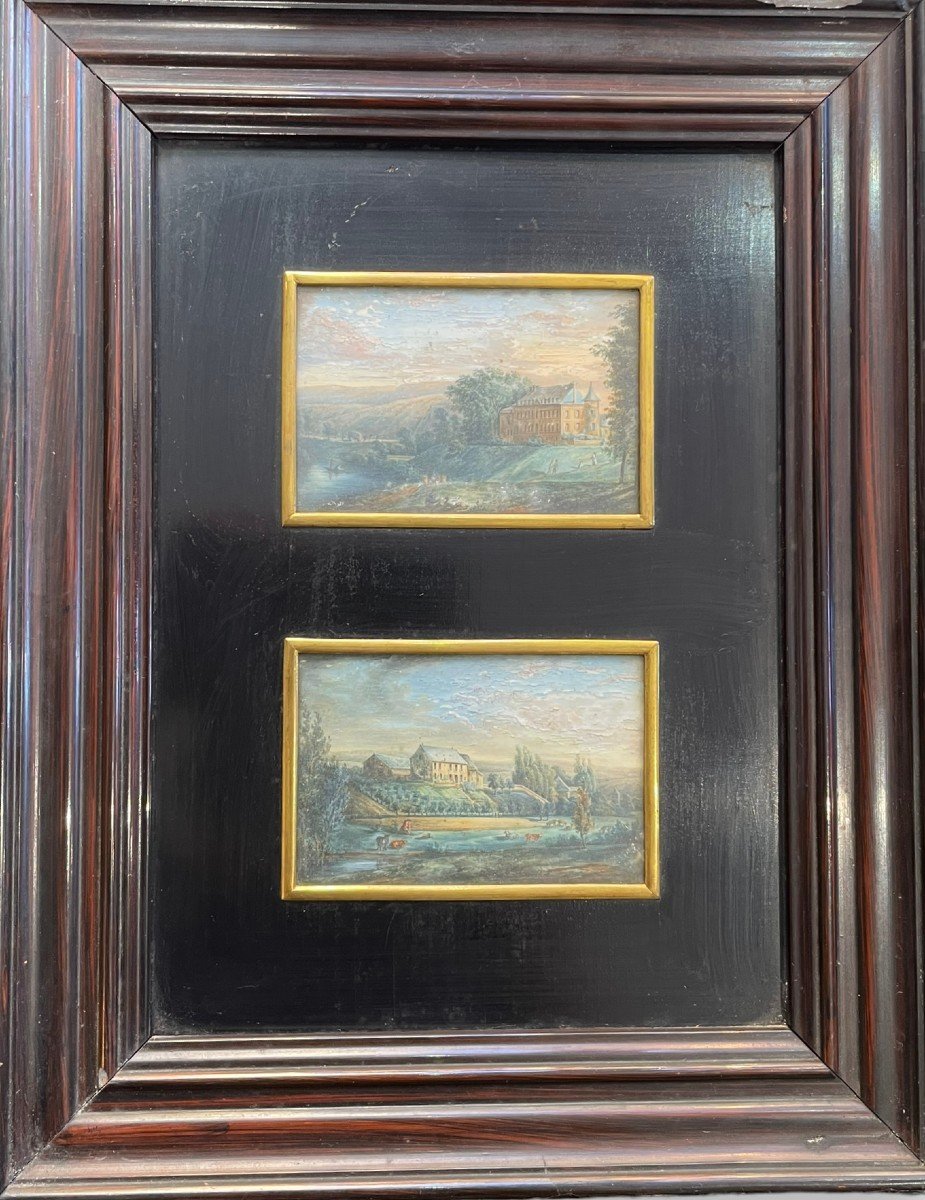 Views Of Châteaux Of Flize And Lègue French School 19th Century