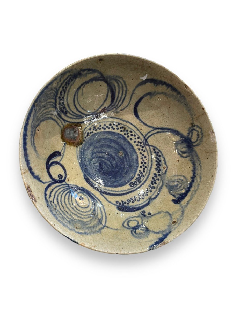 Coupe En Faïence à Glaçure Beige Et Bleue Chine XIXeme-photo-7