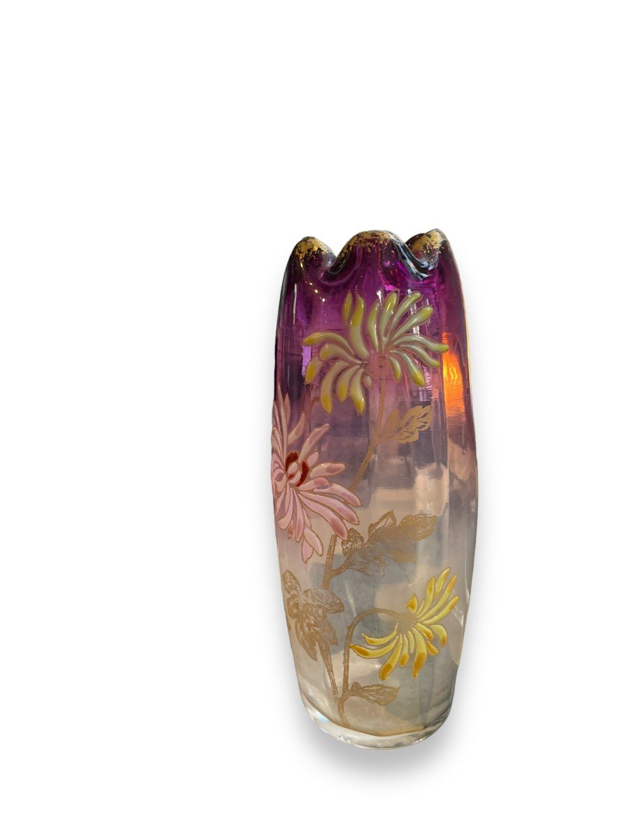 Legras Enameled Glass Vase Model Olga-photo-2