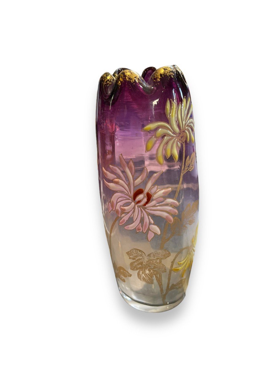 Legras Enameled Glass Vase Model Olga-photo-3