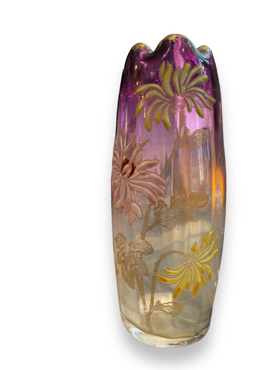 Legras Enameled Glass Vase Model Olga-photo-4