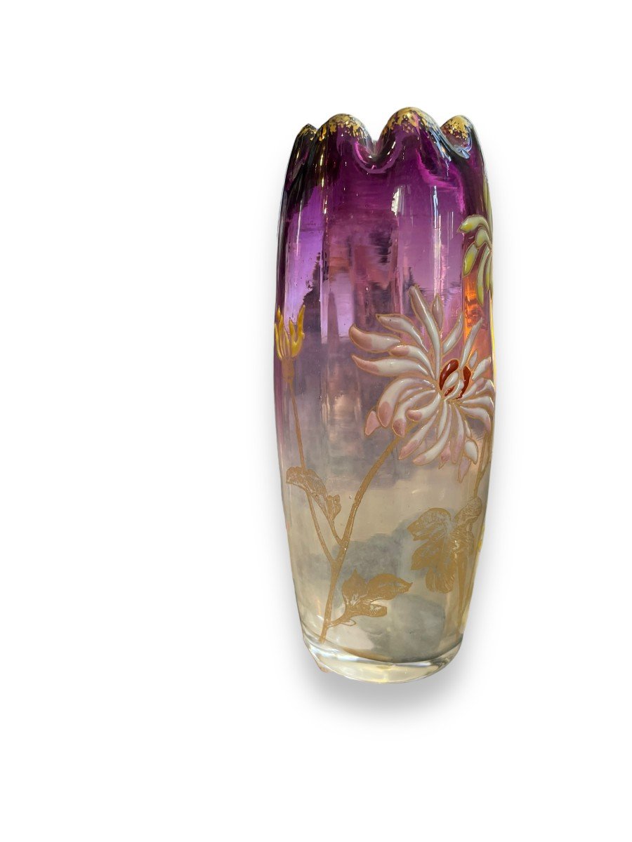 Legras Enameled Glass Vase Model Olga-photo-2