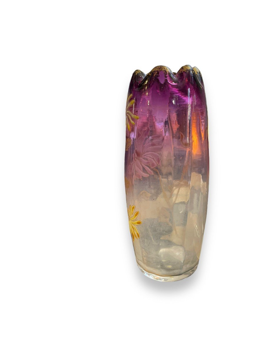 Legras Enameled Glass Vase Model Olga-photo-4