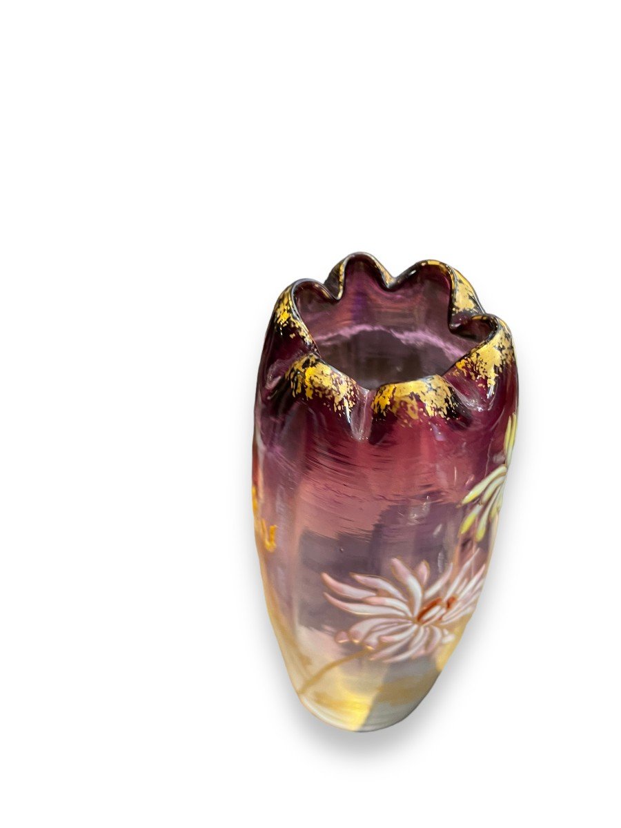 Legras Enameled Glass Vase Model Olga-photo-5