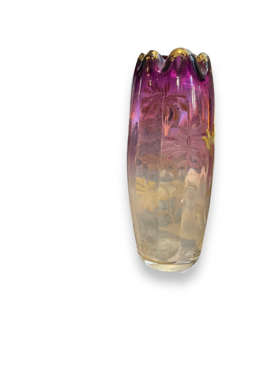Legras Enameled Glass Vase Model Olga-photo-6
