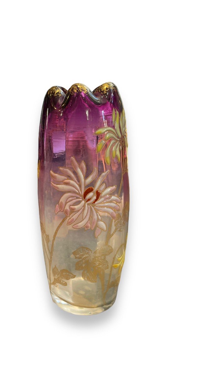 Legras Enameled Glass Vase Model Olga