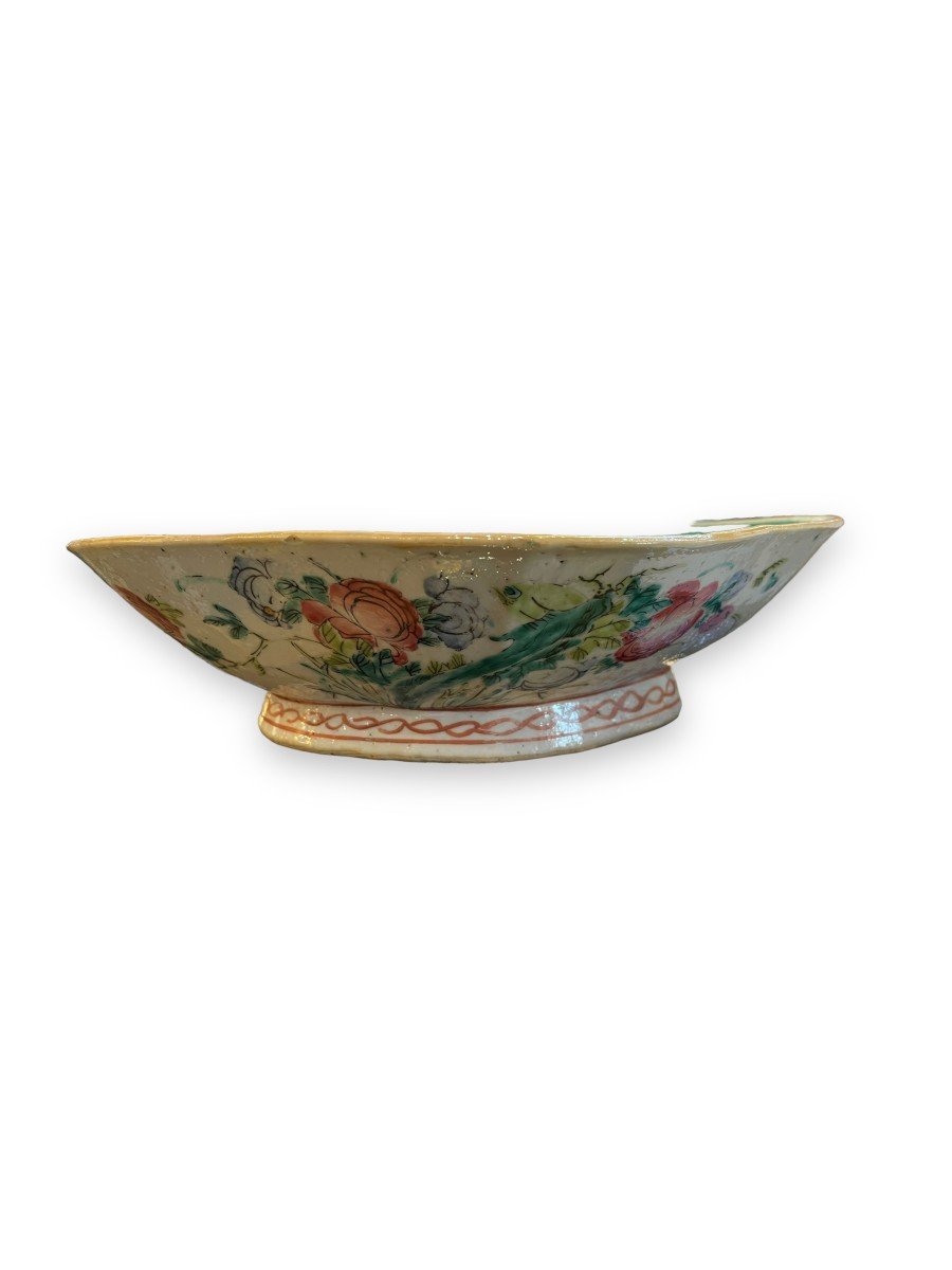 Importante. Coupe en porcelaine Chinoise à Décor De Fleurs XIXeme-photo-2