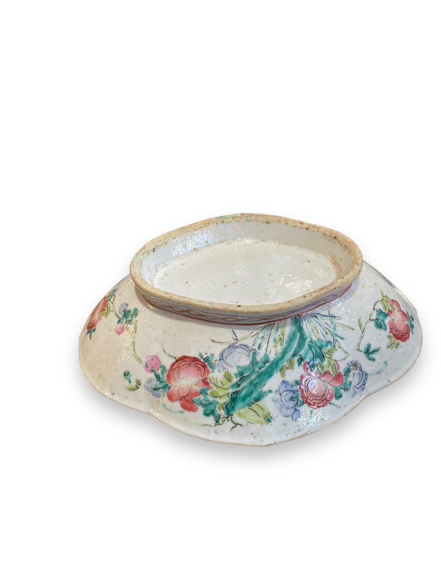 Importante. Coupe en porcelaine Chinoise à Décor De Fleurs XIXeme-photo-4