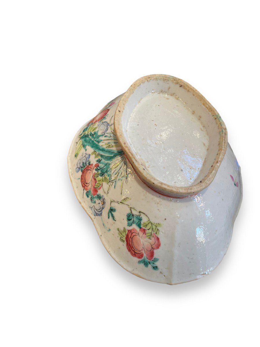 Importante. Coupe en porcelaine Chinoise à Décor De Fleurs XIXeme-photo-1