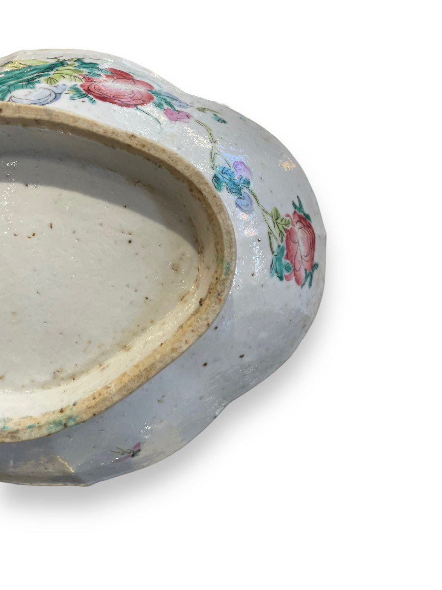 Importante. Coupe en porcelaine Chinoise à Décor De Fleurs XIXeme-photo-7