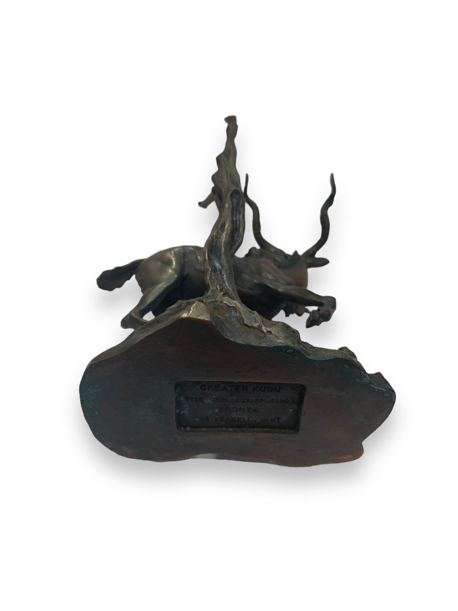 Grand Koudou En Bronze Par Don Polland Pour The Franklin Mint-photo-7