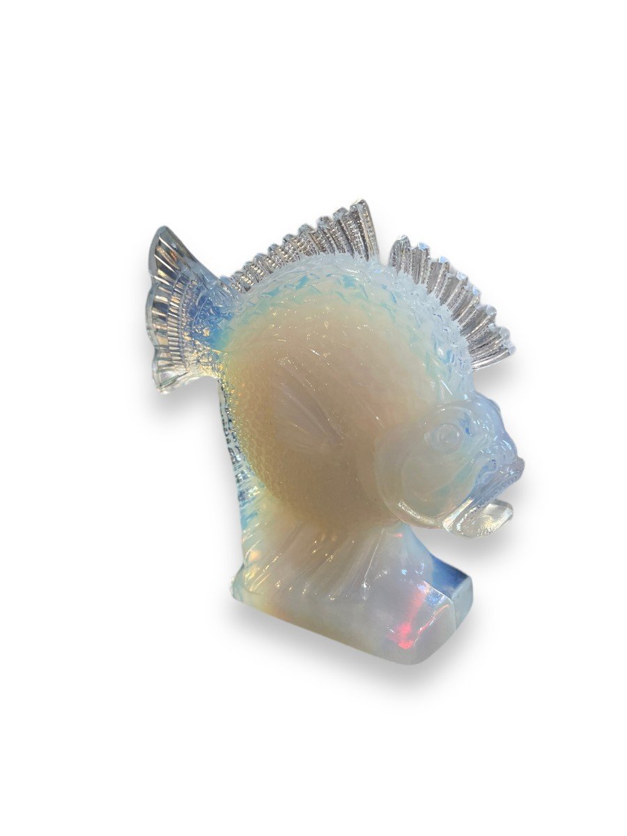 Art Deco Scorpion Fish In Opalescent French Glass-photo-4