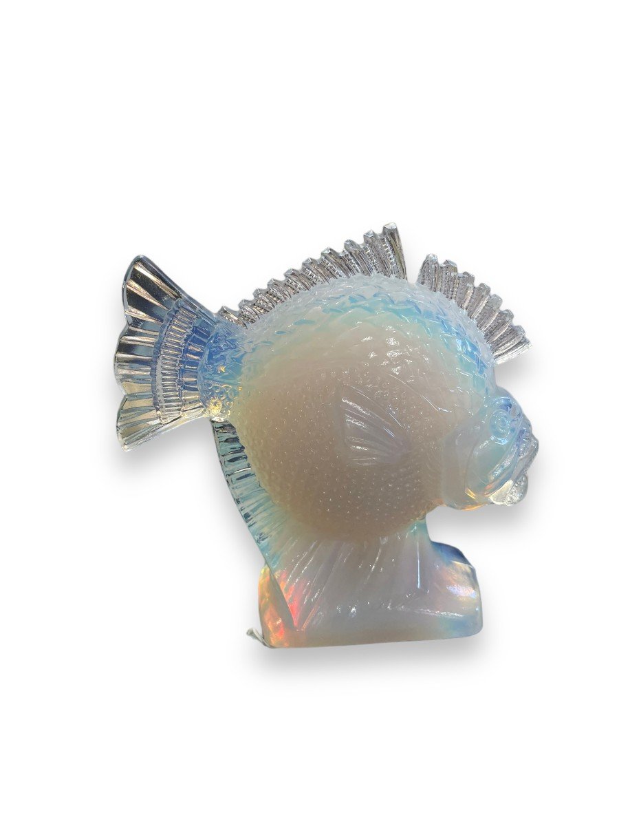 Art Deco Scorpion Fish In Opalescent French Glass-photo-7