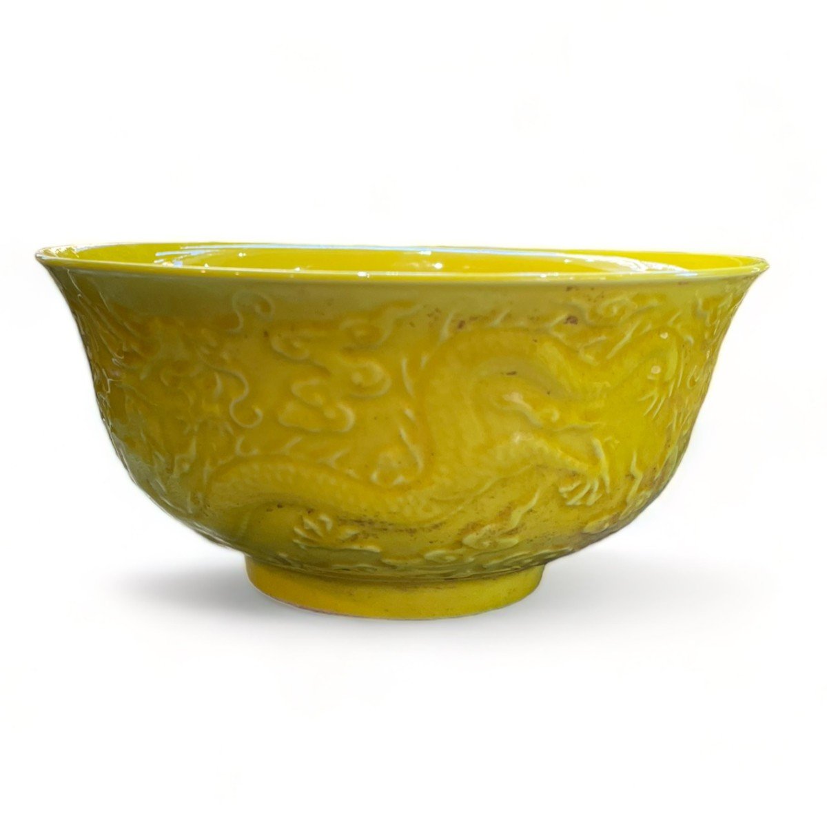 Bol Jaune Impérial CHINE Style Hong Tche décor de dragons