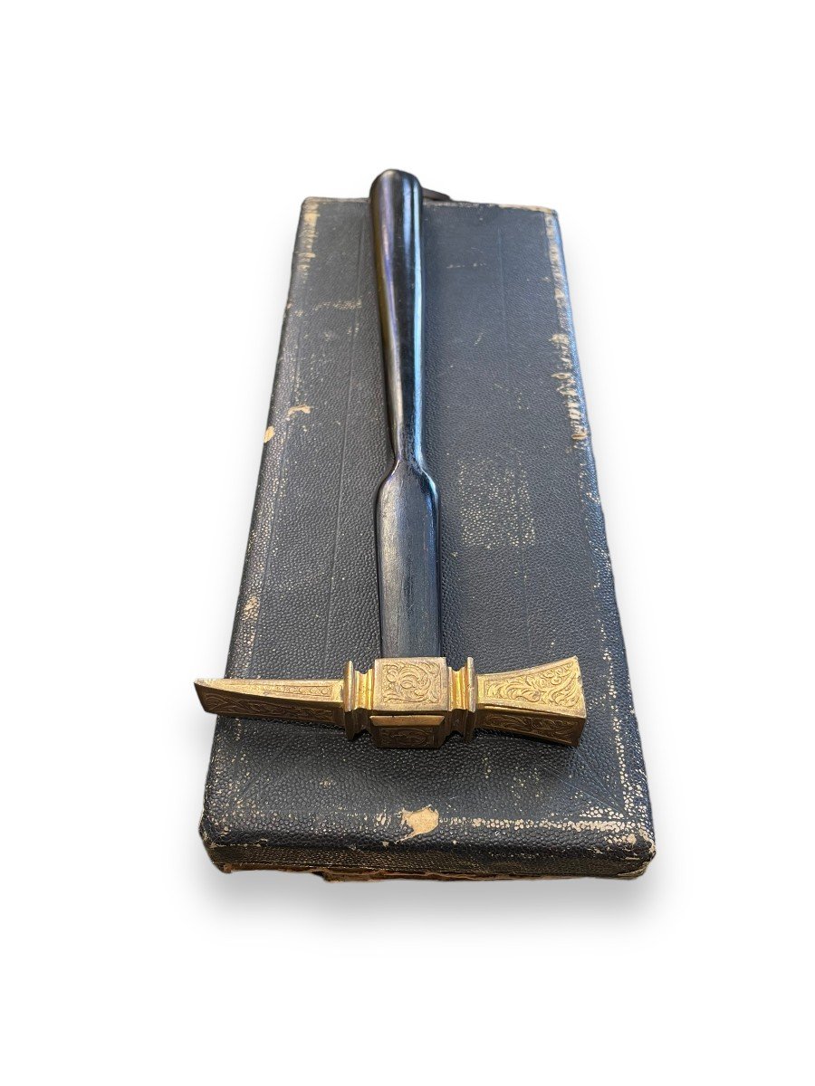 Hammer In Blackened Wood And Bronze Companionship Freemasonry-photo-4