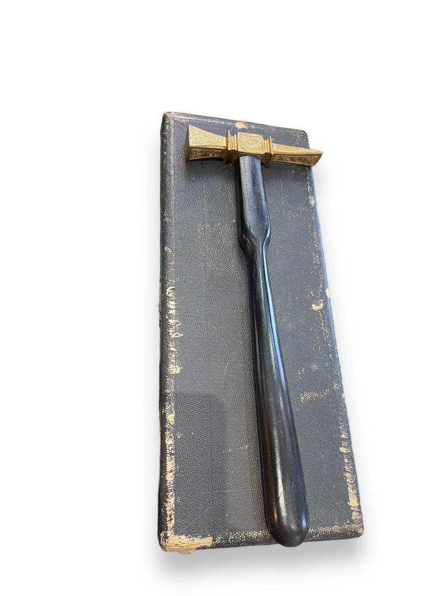 Hammer In Blackened Wood And Bronze Companionship Freemasonry-photo-5