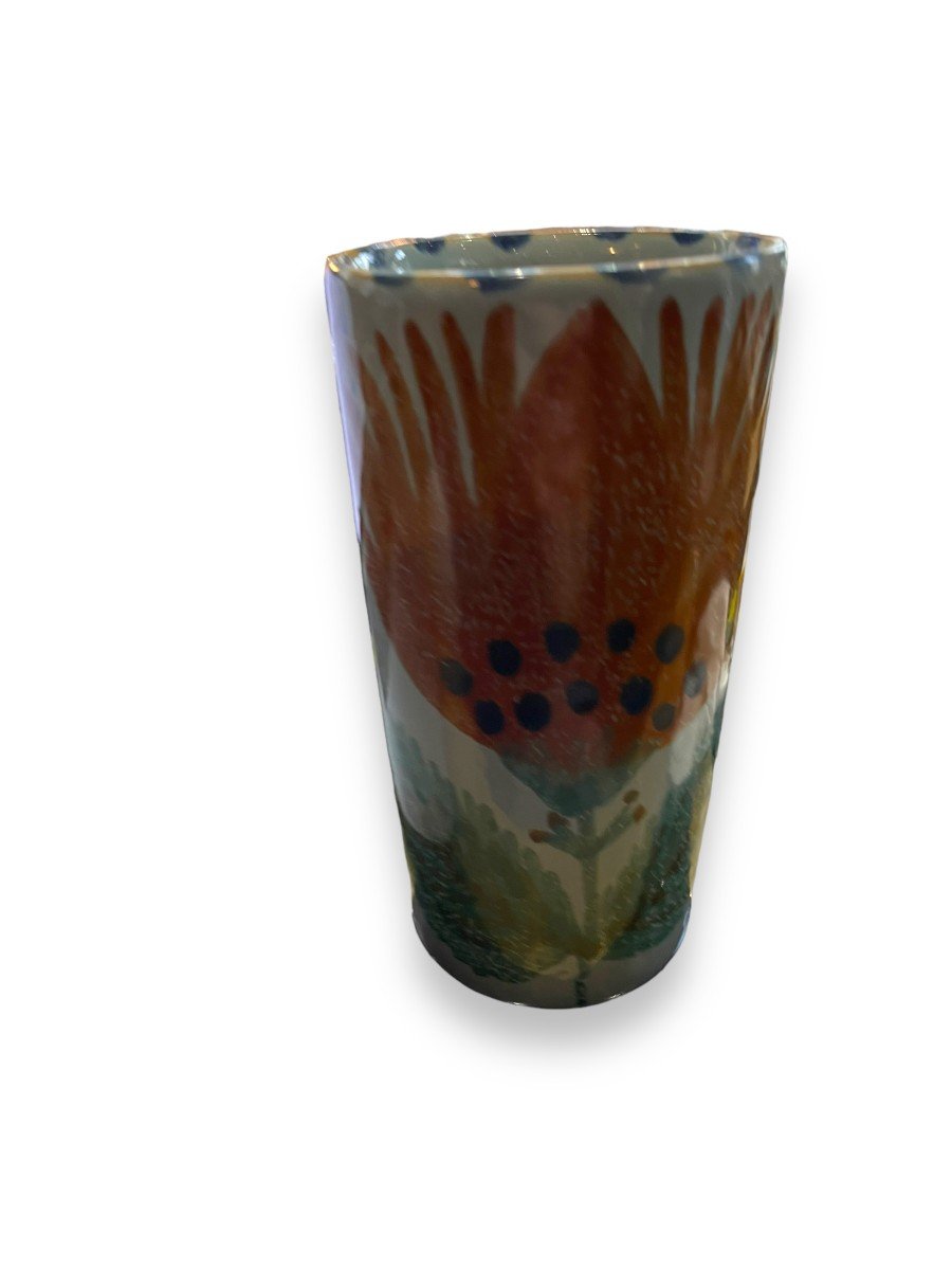 Georges Cueille Vase En  Céramique à Décor De Fleur-photo-2