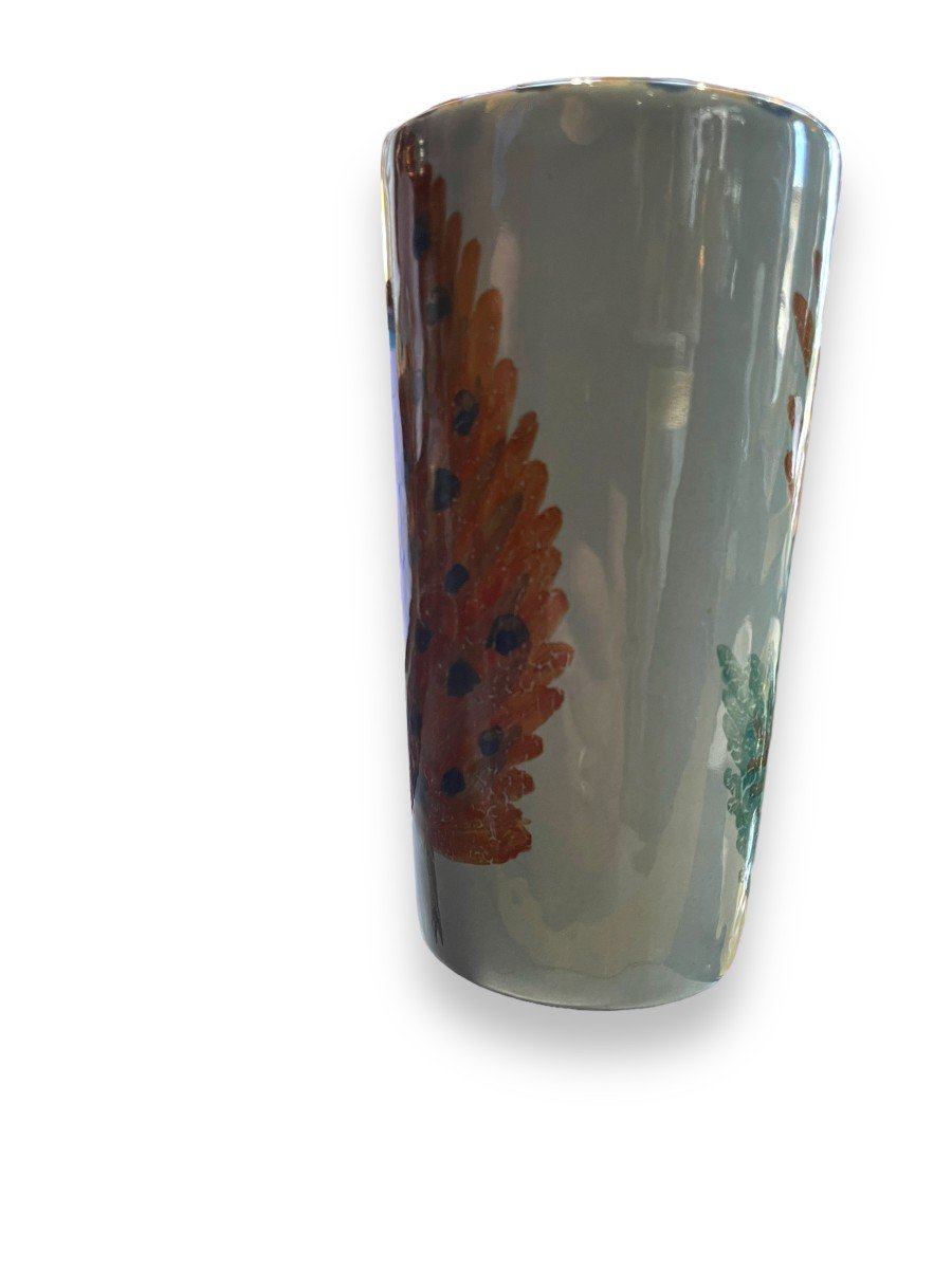 Georges Cueille Vase En  Céramique à Décor De Fleur-photo-8