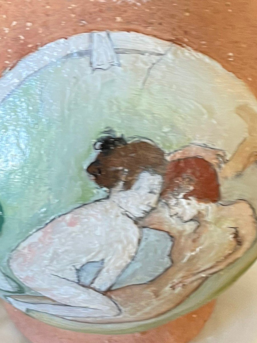 Curiosa Erotica Large Glazed Terracotta With Erotic Decor-photo-3