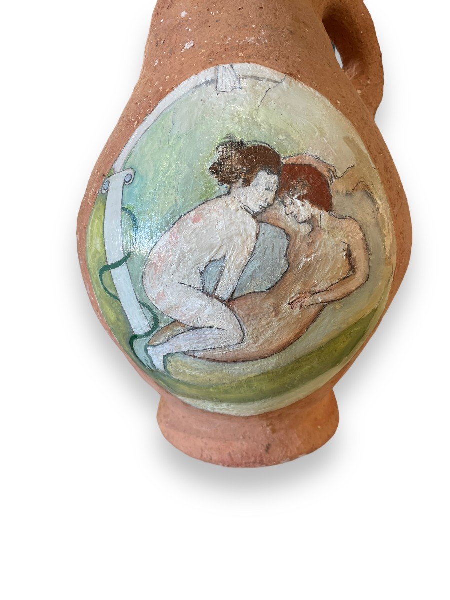 Curiosa Erotica Large Glazed Terracotta With Erotic Decor-photo-4