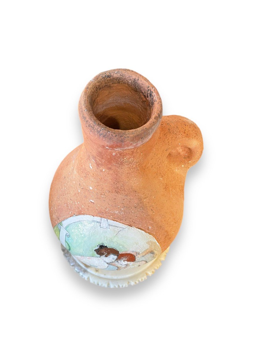 Curiosa Erotica Large Glazed Terracotta With Erotic Decor-photo-2