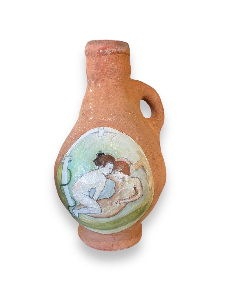 Curiosa Erotica Large Glazed Terracotta With Erotic Decor-photo-4