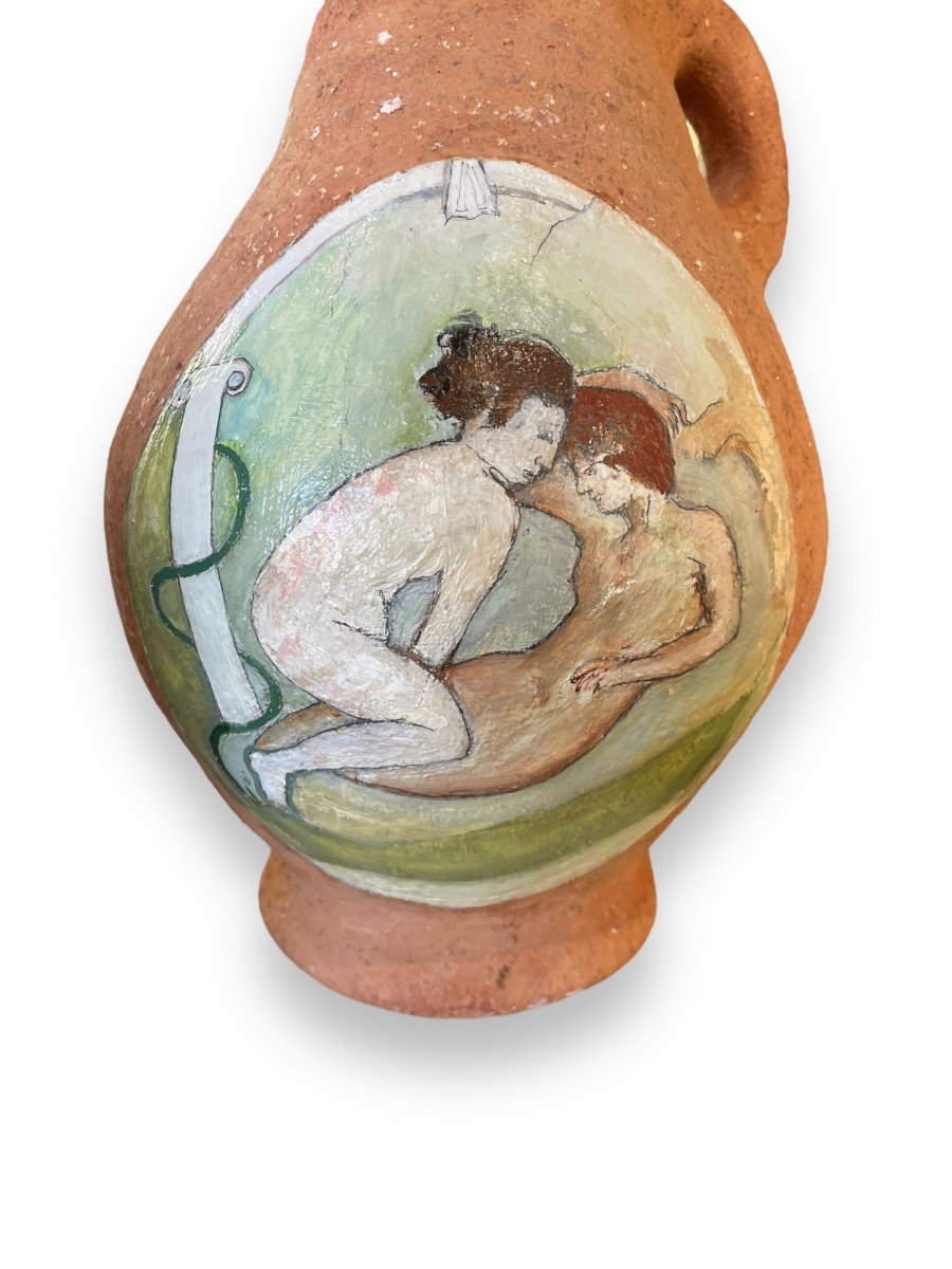 Curiosa Erotica Large Glazed Terracotta With Erotic Decor-photo-6
