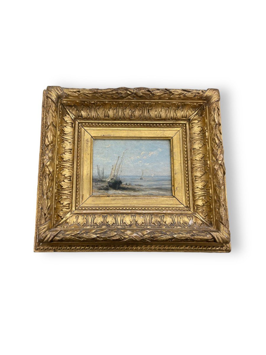 Huile Sur Panneau XIXeme Marine-photo-1
