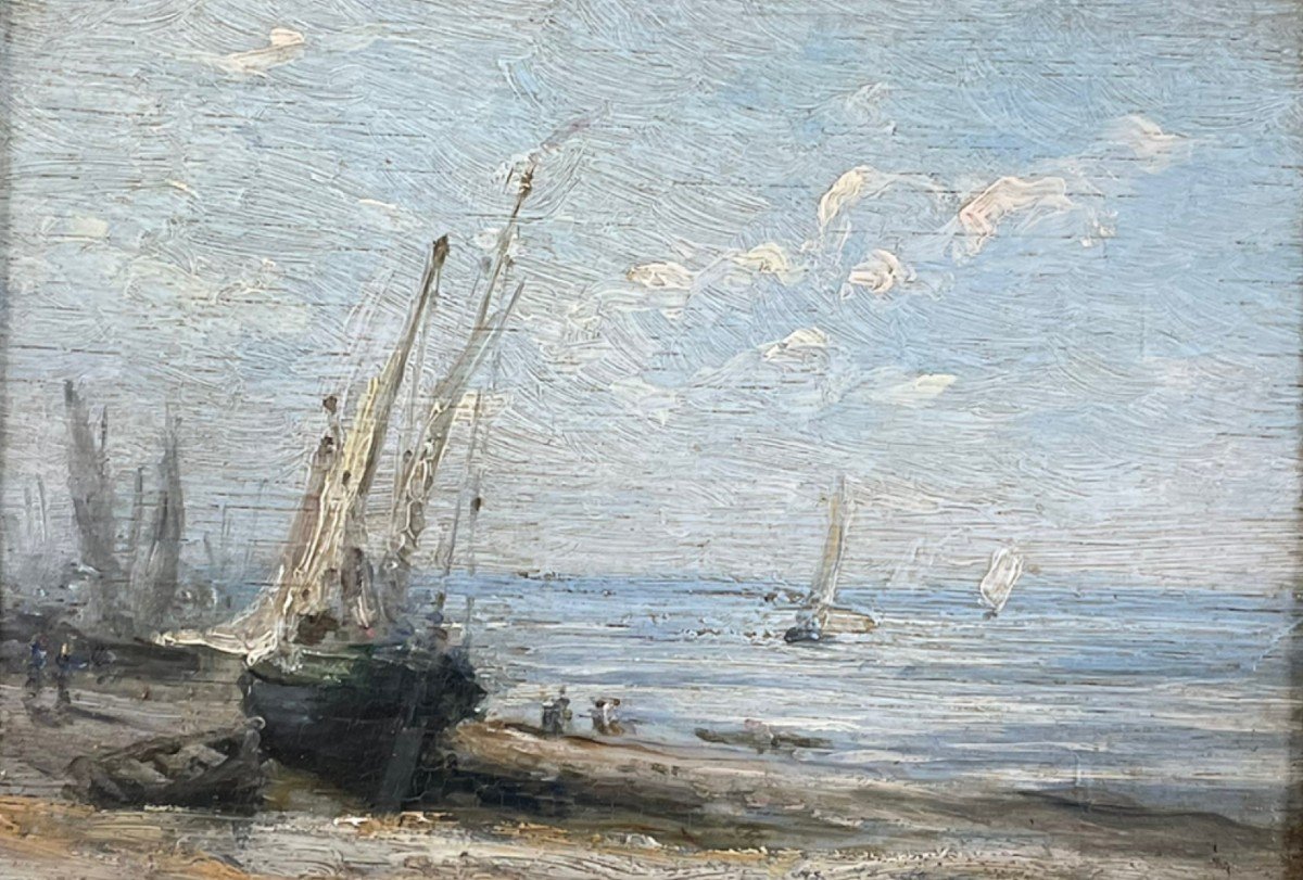 Huile Sur Panneau XIXeme Marine-photo-4