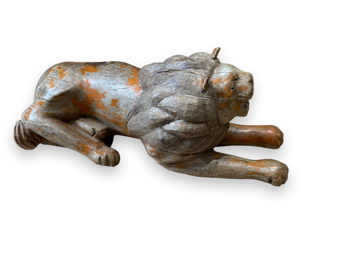 Lion En Bois Sculpté-photo-7