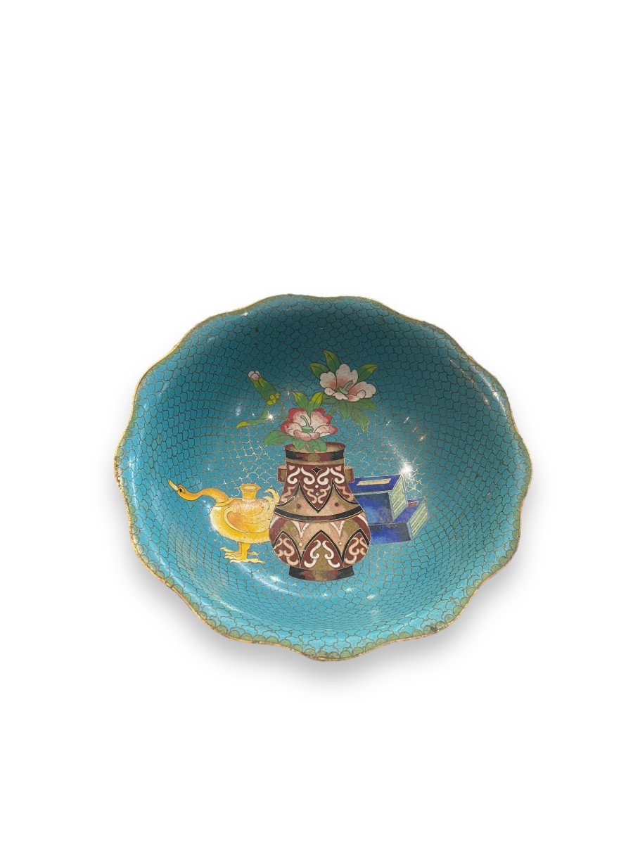 Chine Importante Coupe En émaux Cloisonné  Fin XIXeme-photo-2