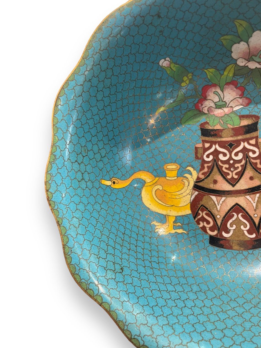 Chine Importante Coupe En émaux Cloisonné  Fin XIXeme-photo-2