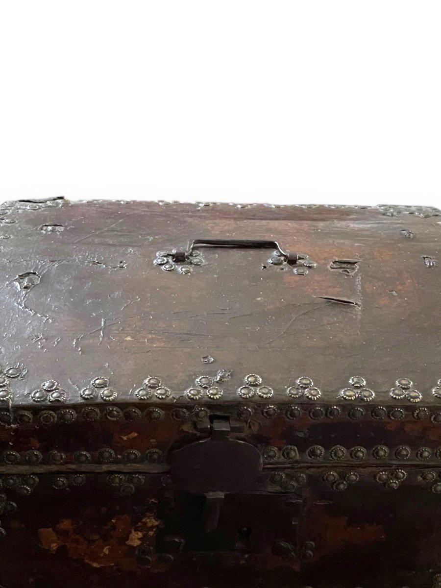 Coffret Gainé De Cuir Fin XVII Siècle-photo-1