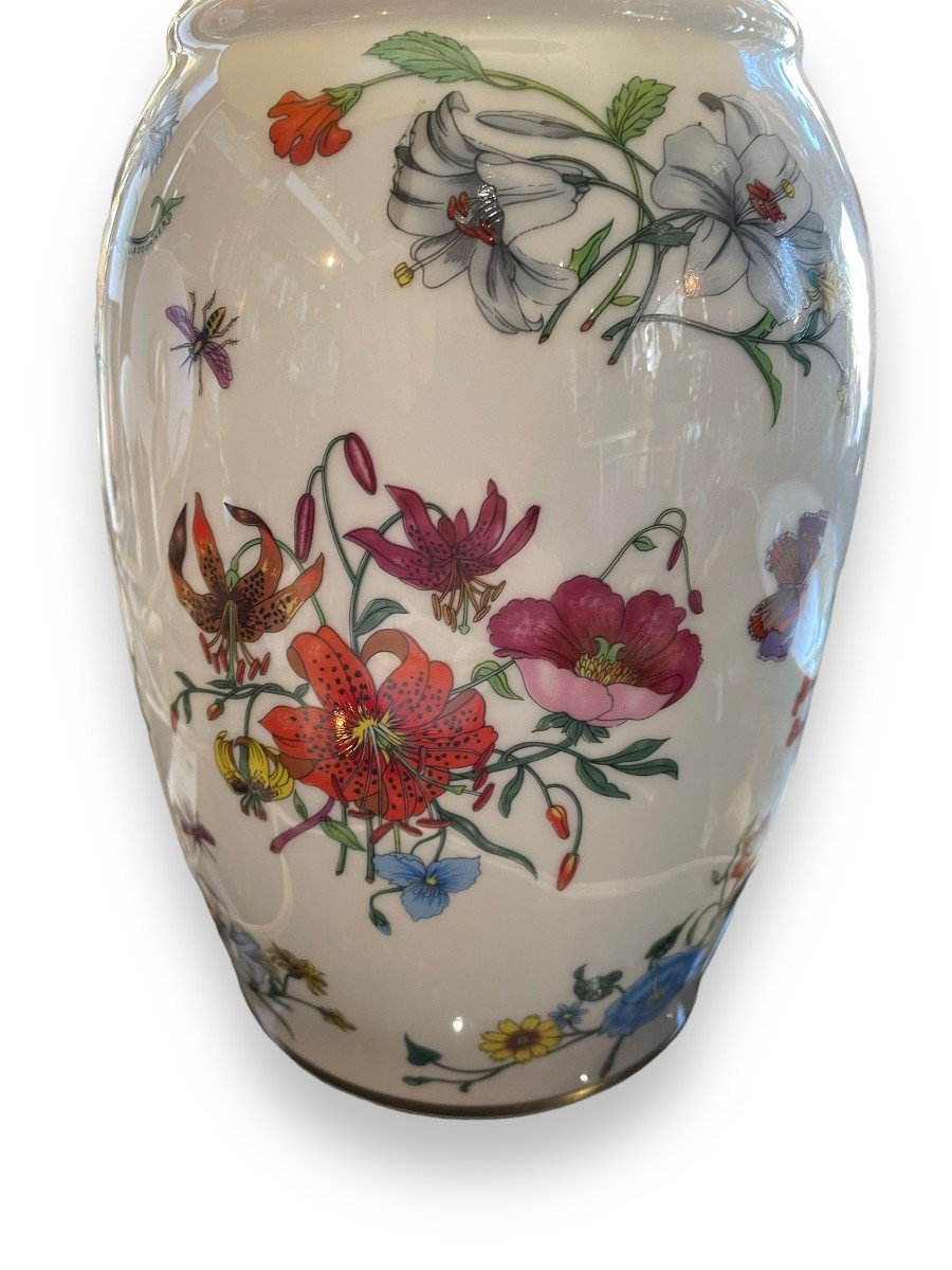 Gucci And Bernardaud Limoges Important Porcelain Lamp Vase-photo-3