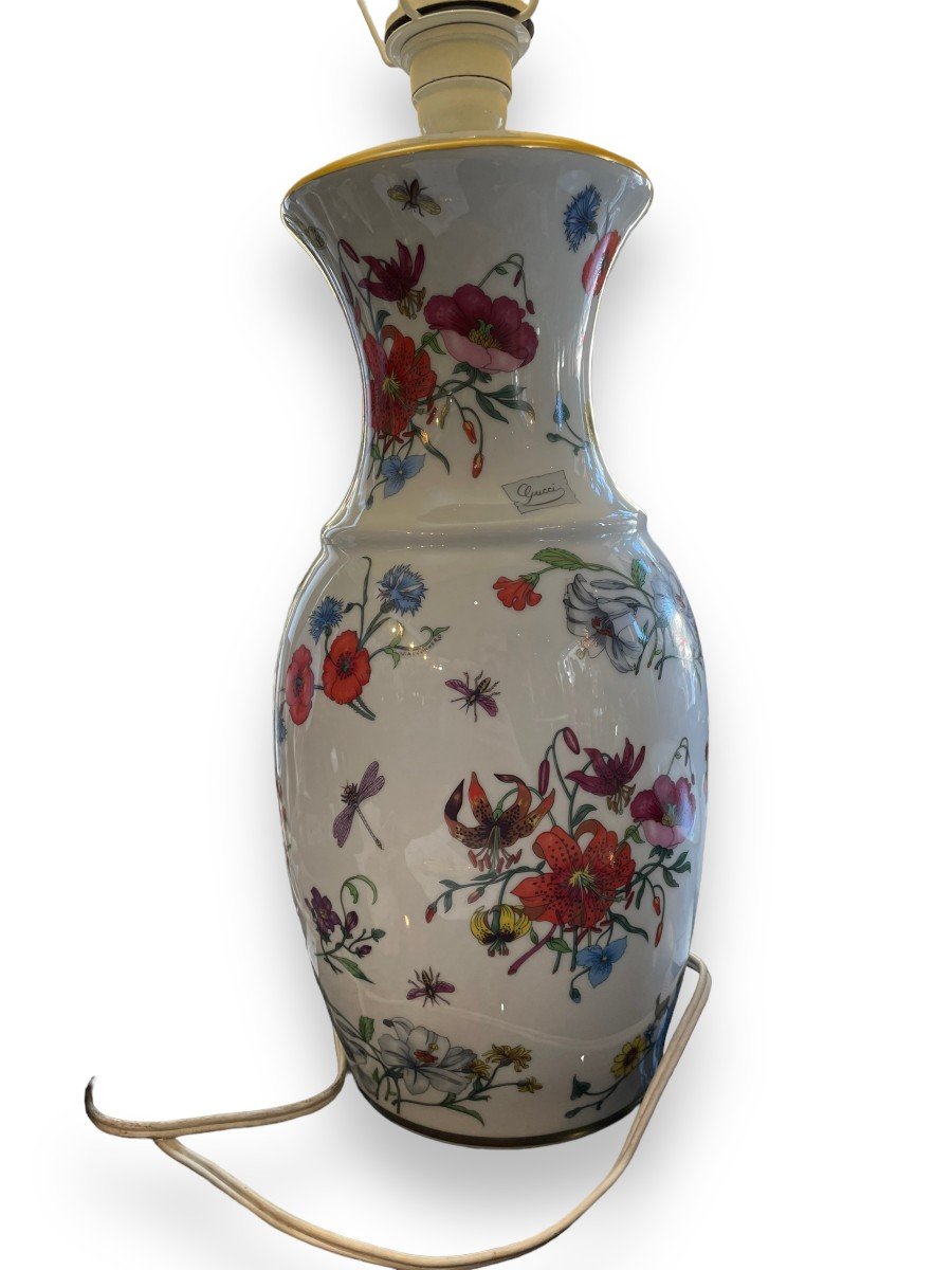 Gucci And Bernardaud Limoges Important Porcelain Lamp Vase-photo-4