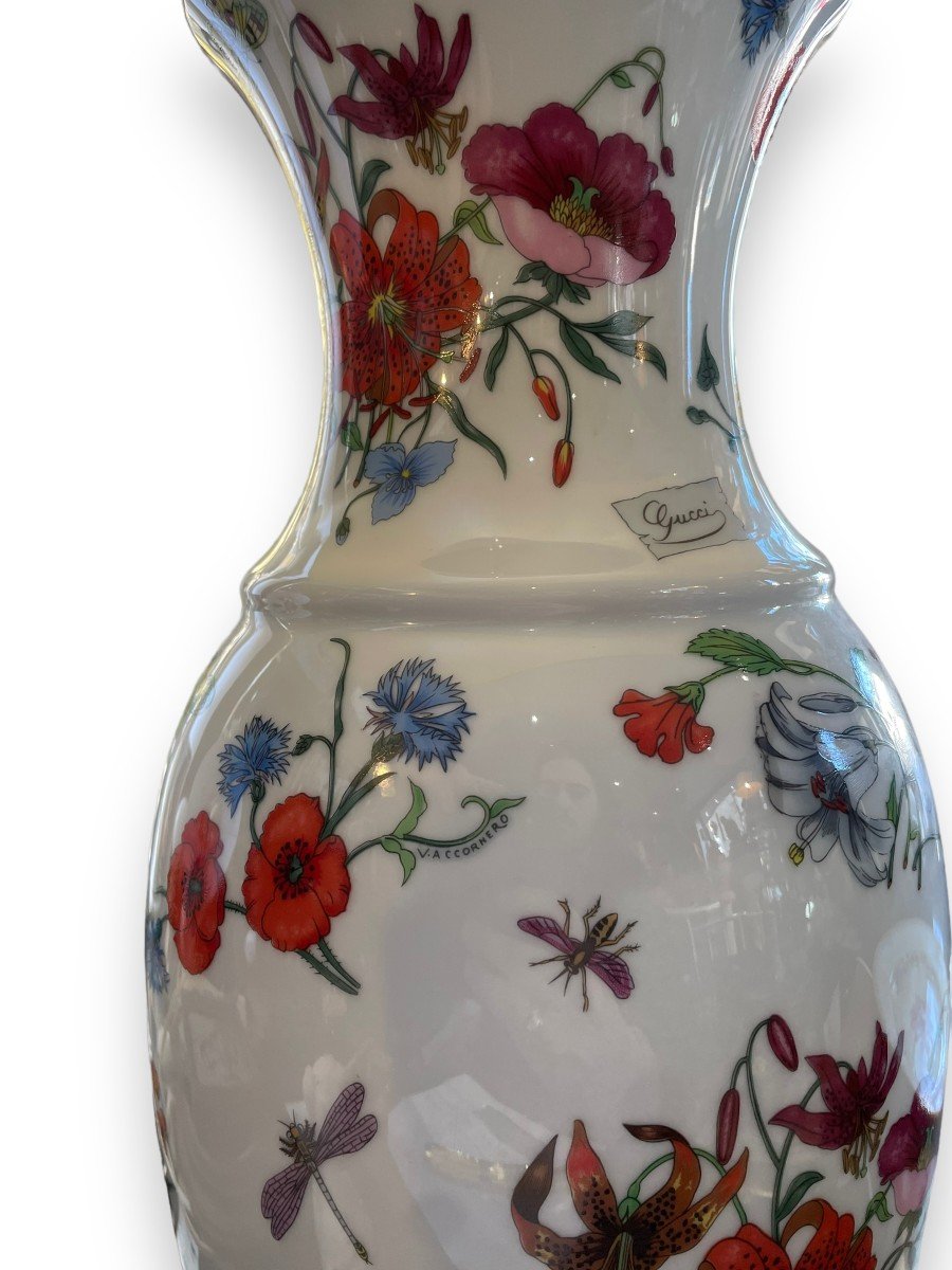 Gucci And Bernardaud Limoges Important Porcelain Lamp Vase-photo-6