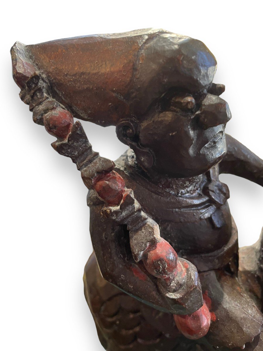 Carved Wooden Rider Guardian On A Chimera-photo-6