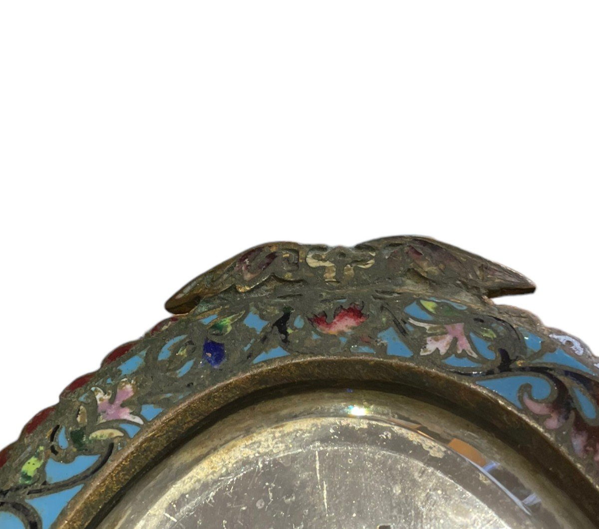 Face à Main Miroir En émaux Cloisonnés époque Napoléon III-photo-5