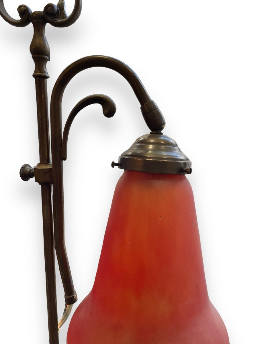 Lampe De Bistrot Art Deco En Pâte De Verre Et Laiton-photo-1