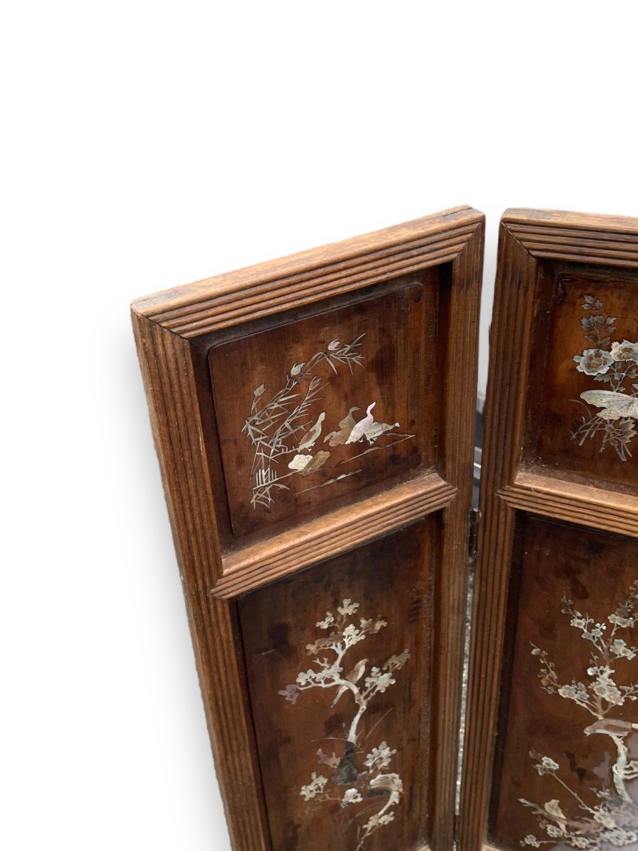 Four Leaf Screen Screen In Rosewood And Mother-of-pearl-photo-3