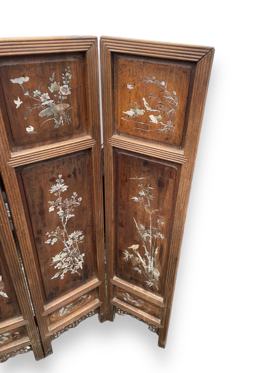 Four Leaf Screen Screen In Rosewood And Mother-of-pearl-photo-2