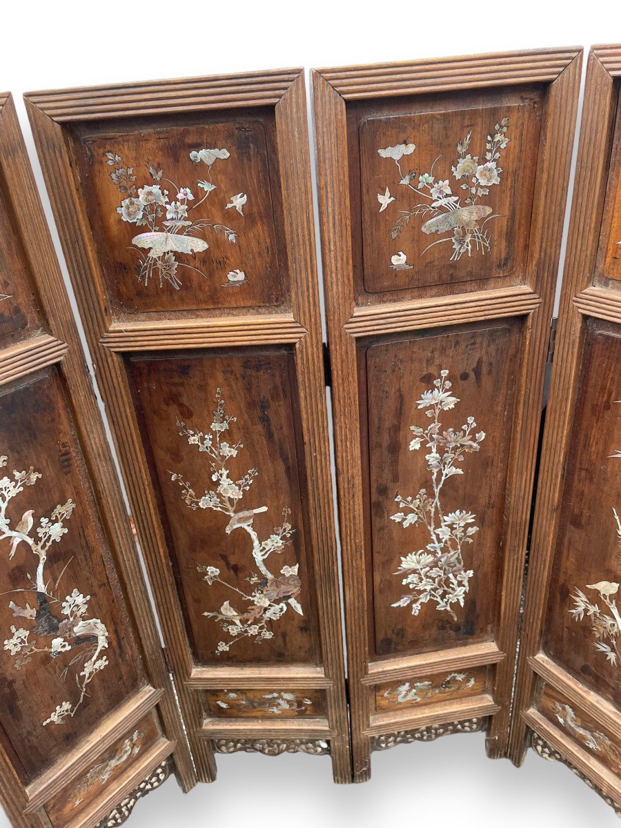 Four Leaf Screen Screen In Rosewood And Mother-of-pearl-photo-3