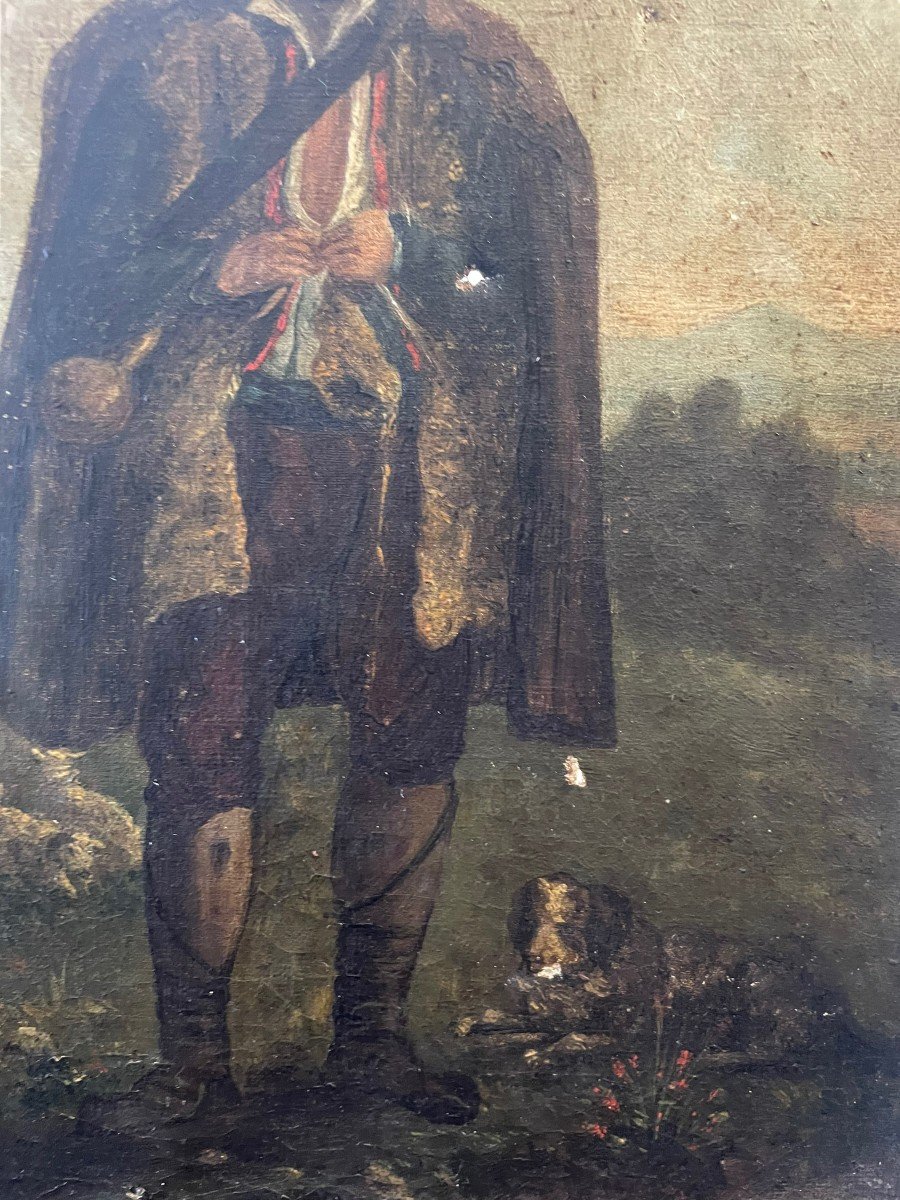 Italian Shepherd Oil On Canvas 19th Century-photo-2