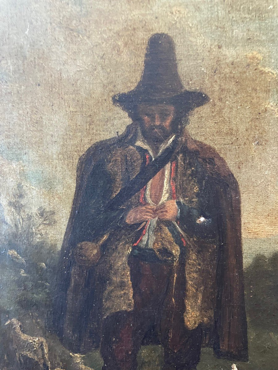 Italian Shepherd Oil On Canvas 19th Century-photo-3