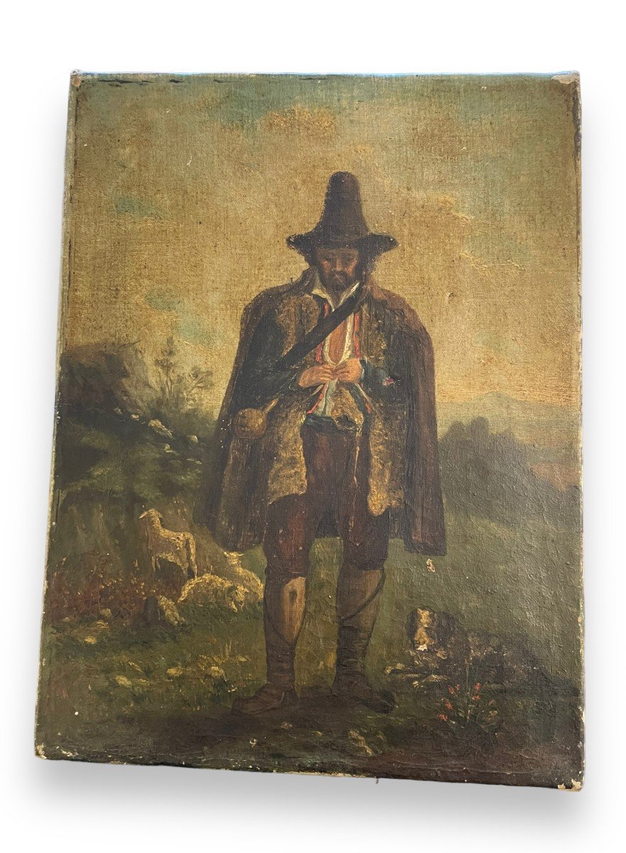 Italian Shepherd Oil On Canvas 19th Century