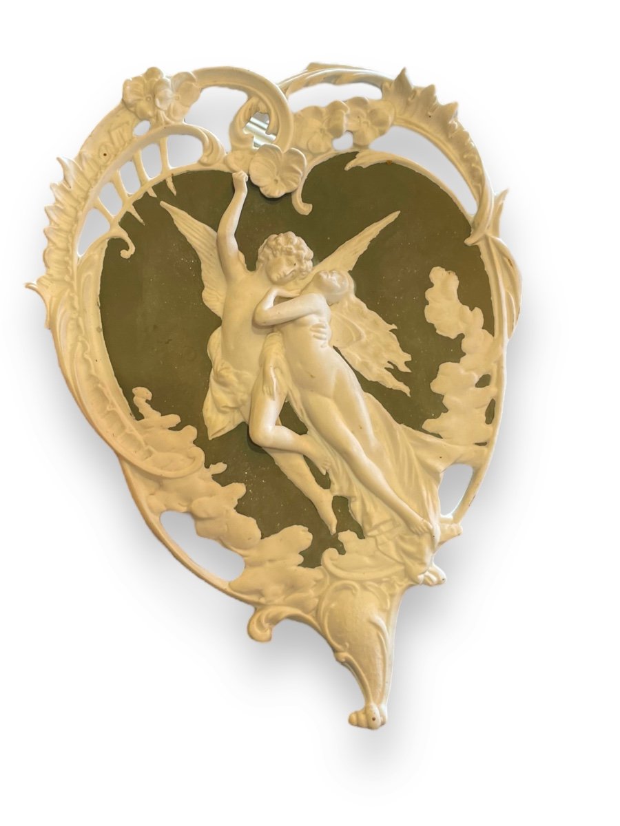 Plaque En Biscuit XIXeme Psyché Et Eros attribué à Wedgwood-photo-3