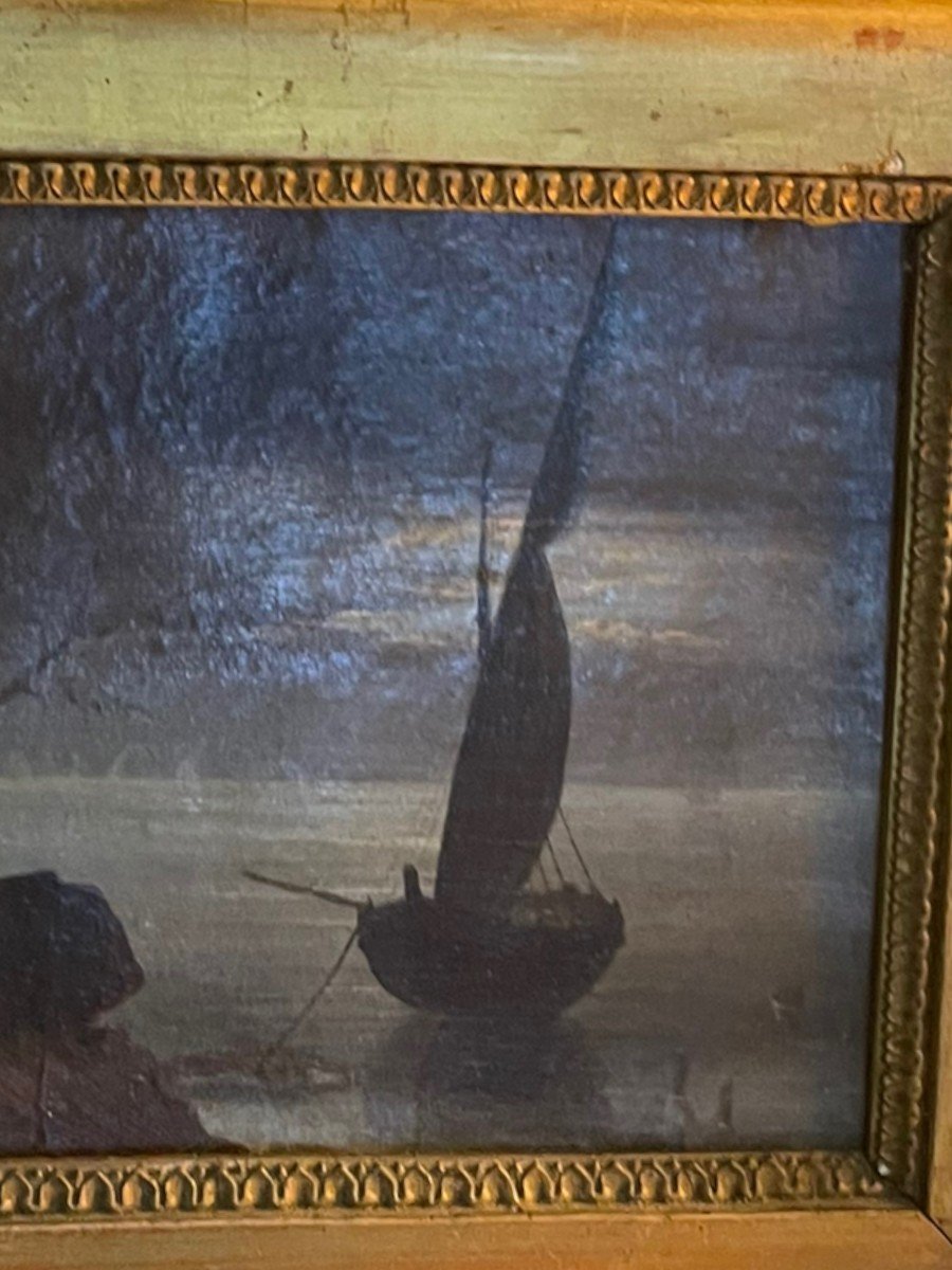 Scène De Marine XIXeme Bateau La Nuit-photo-8