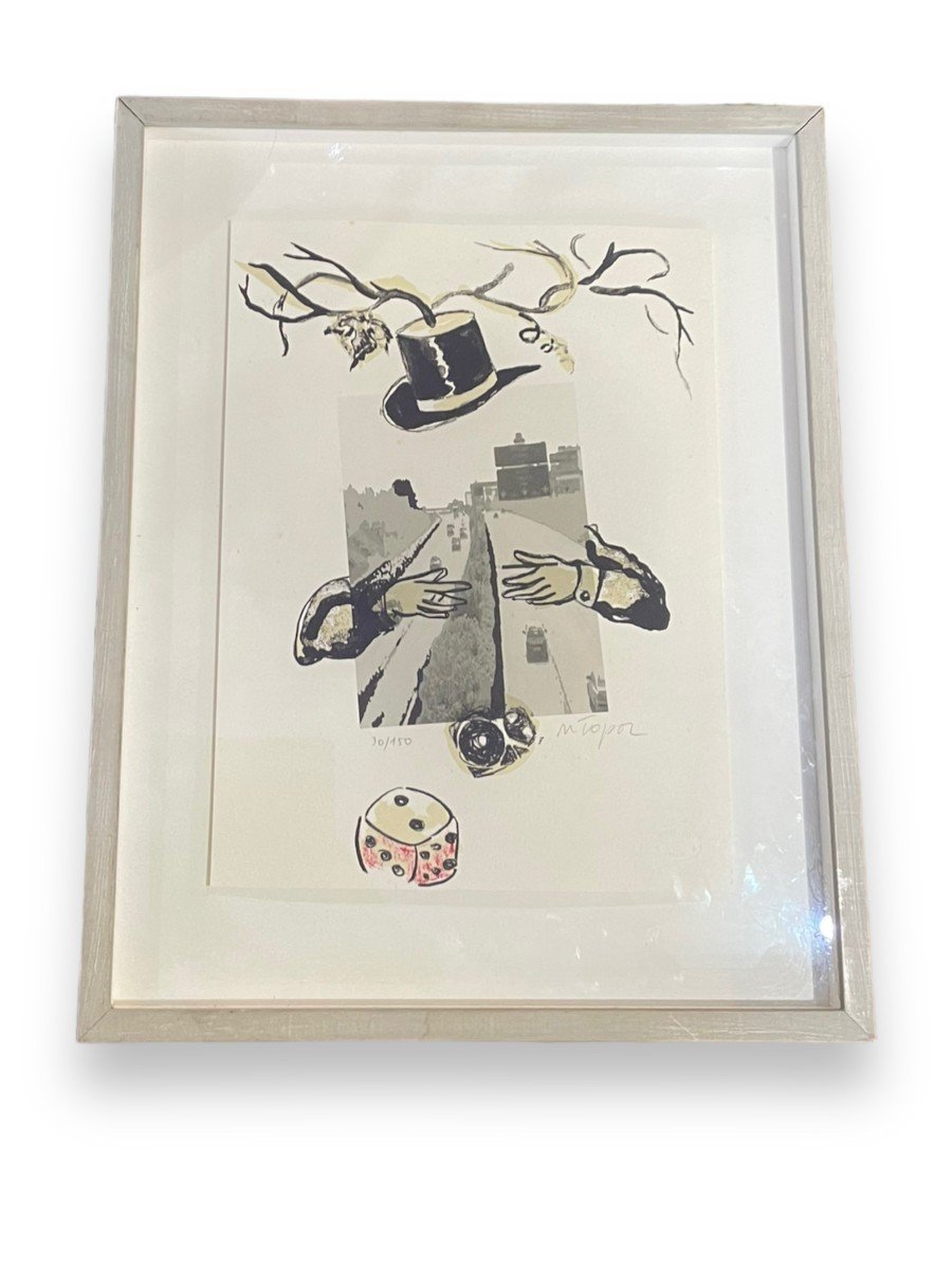 Topor Nicolas Lithograph With Hat And Dice