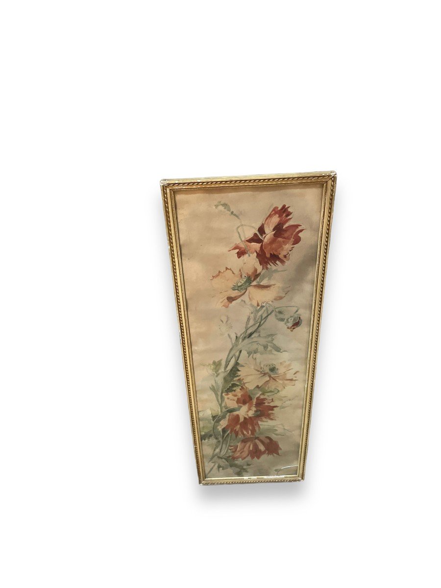 Pair Of Large Watercolors Flowers By J. Toulon-photo-7