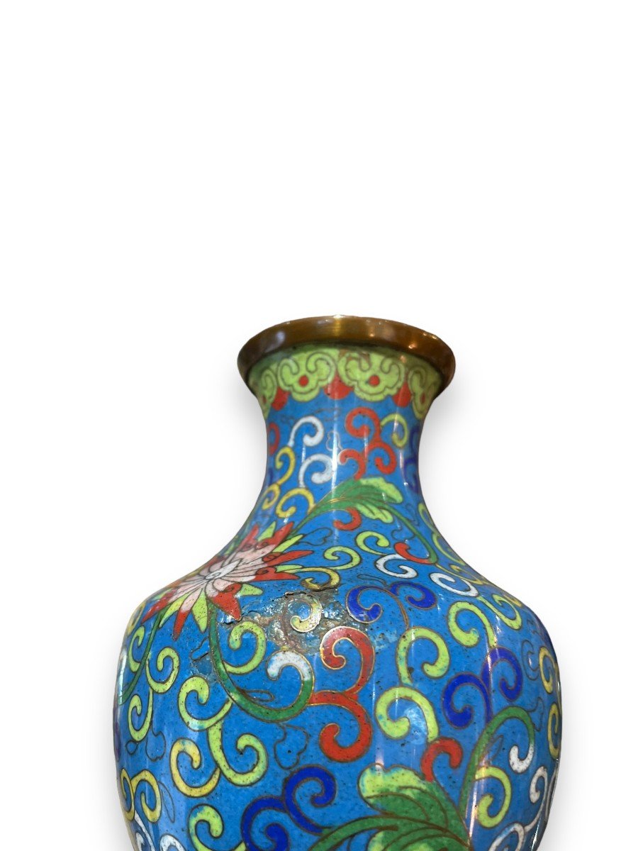 Pair Of Chinese Vases In Cloisonné Enamels-photo-7